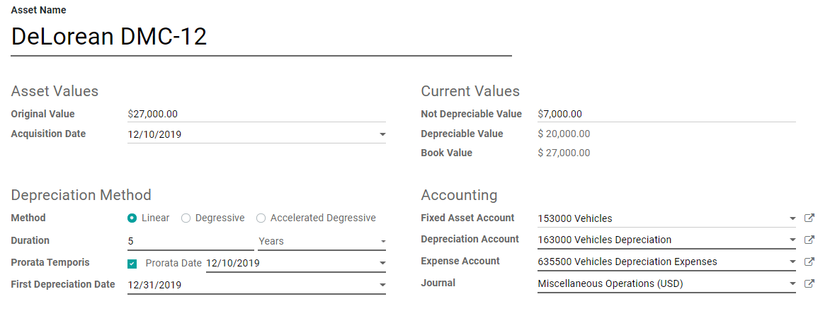 Assets entry in NightPOS Accounting