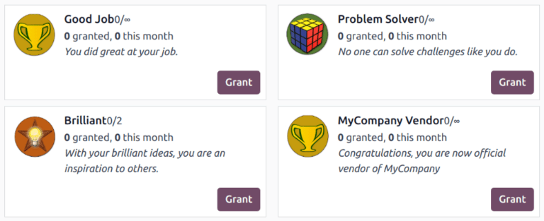 View of the badges page in NightPOS.