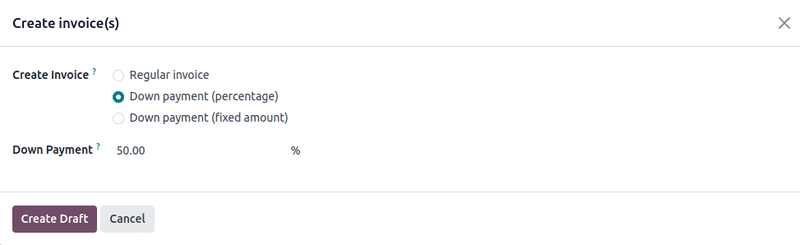 Create invoice(s) pop-up form that appears in NightPOS Sales.