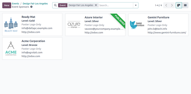 Event sponsors dashboard in NightPOS Events.