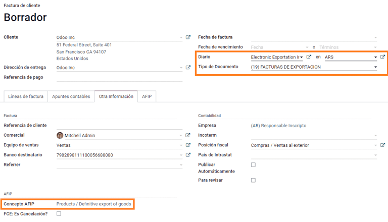 Export invoice fields autofilled in NightPOS.
