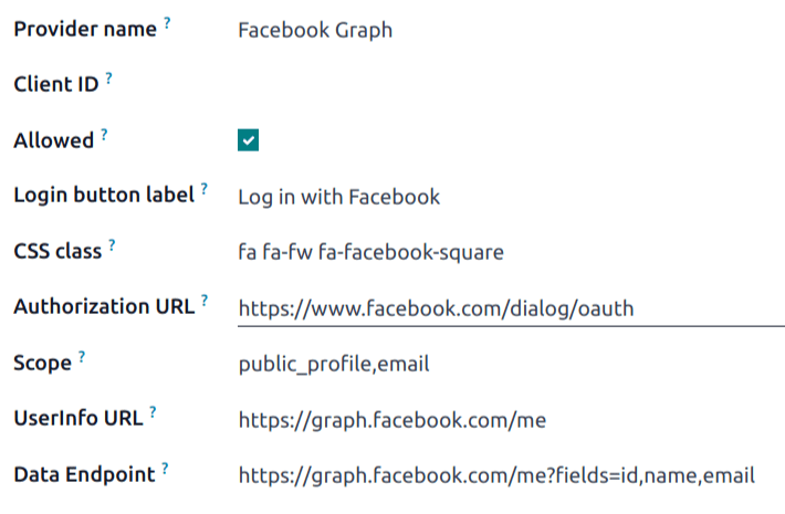 The Facebook Graph record in NightPOS.