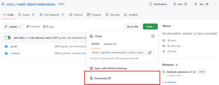 Download the ZIP file from the NightPOS GitHub repository for Mail Plugins.