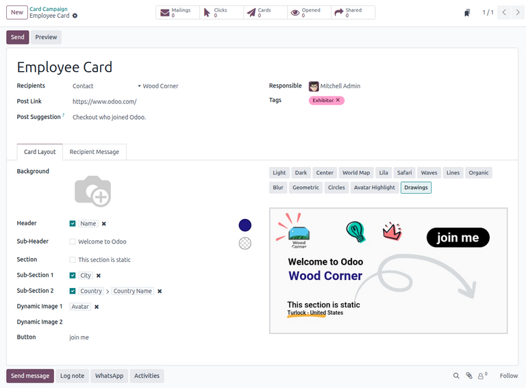 New marketing card campaign form in NightPOS Marketing Card.