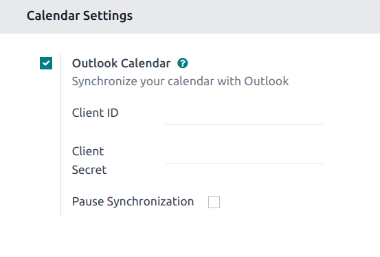 The "Outlook Calendar" setting activated in NightPOS.