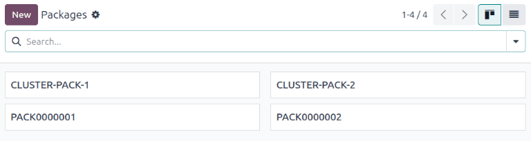 Packages dashboard.