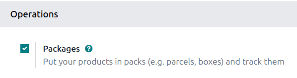 The Packages setting on the Inventory app settings page.