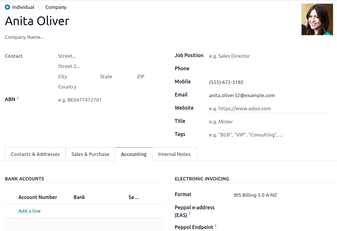 Electronic invoicing settings for a partner.