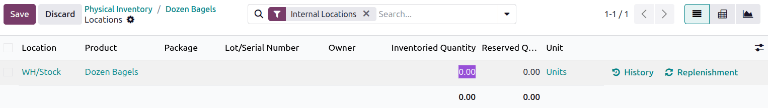 On the Locations page, update the Inventoried Quantity field.