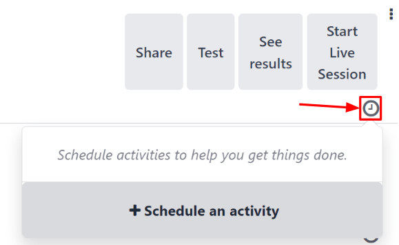 The Schedule Activities drop-down menu that appears on the NightPOS Surveys dashboard.