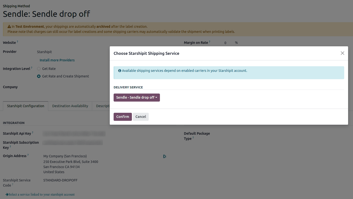 Example of shipping products configured in NightPOS.
