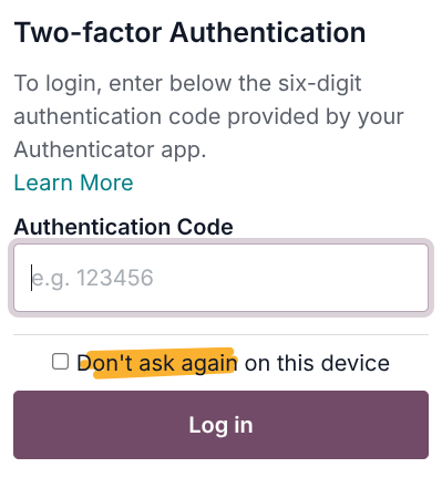 หน้าเข้าสู่ระบบพร้อมเปิดใช้งาน 2fa