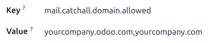 ตั้งค่าพารามิเตอร์ระบบ mail.catchall.domain.allowed แล้ว