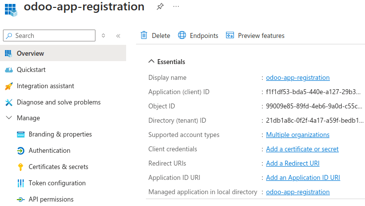 การลงทะเบียนแอป Microsoft Azure