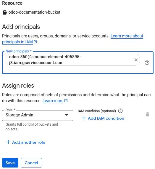 การเพิ่มผู้มีสิทธิ์ในบัคเก็ตที่เก็บข้อมูล Google Cloud