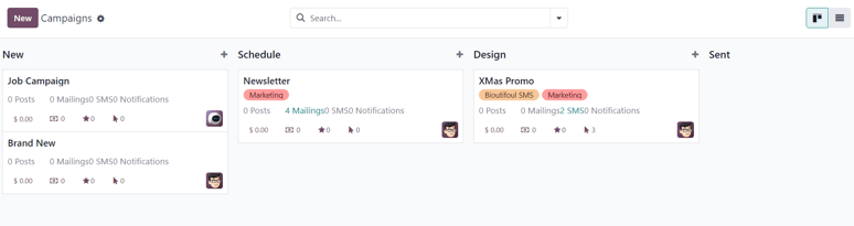 View of the campaign page in NightPOS Email Marketing.