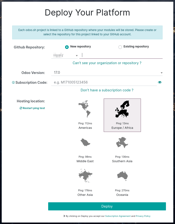 แบบฟอร์ม Deploy your platform
