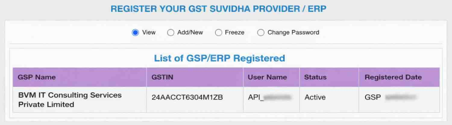 รายการใบเรียกเก็บเงิน E-Way ของ GSP/ERP ที่จดทะเบียน