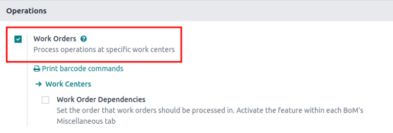ฟีเจอร์ "Work Orders" ในหน้า Settings