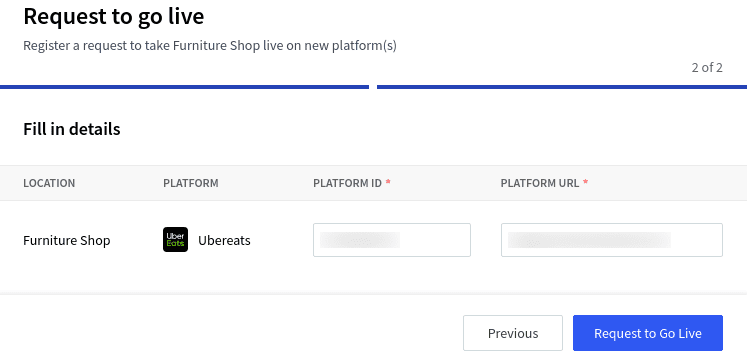 พารามิเตอร์ Go live