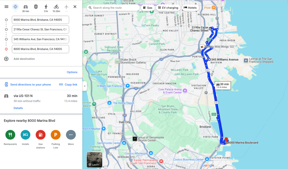 แสดงเส้นทาง Google Maps