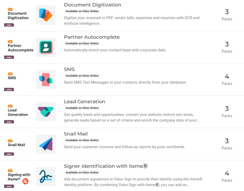 The IAP catalog with various services available on IAP.NightPOS.com.