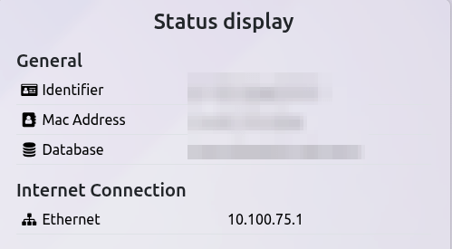 หน้าจอแสดงสถานะพร้อมที่อยู่ IP ของ IoT box