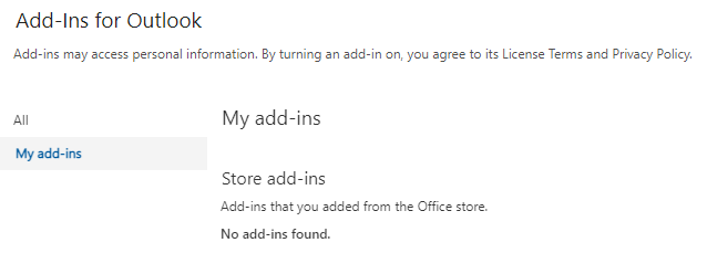Add-ins ของฉันใน Outlook