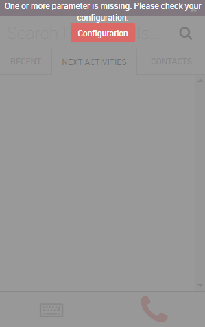 Missing parameter message in the *NightPOS Phone* widget.