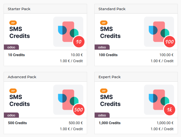 แพ็กเครดิต 4 แบบที่แตกต่างกันสำหรับบริการ SMS IAP