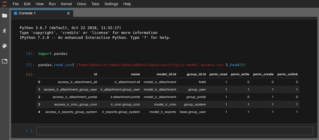 ตัวอย่าง CSV ของ pandas