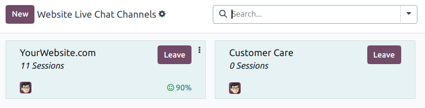มุมมองการ์ด Kanban สำหรับช่องทางไลฟ์แชทที่มีอยู่
