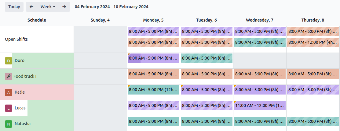 ตารางงานแสดงองค์ประกอบภาพต่างๆ