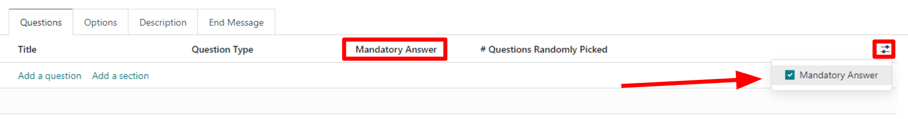 The slider drop-down menu showing the Mandatory Answer option in NightPOS Surveys.