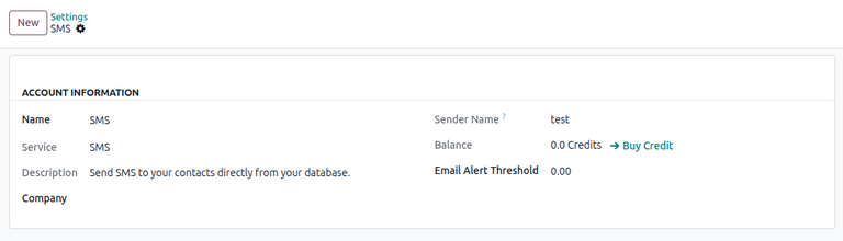 Settings page for setting up an SMS account in NightPOS.