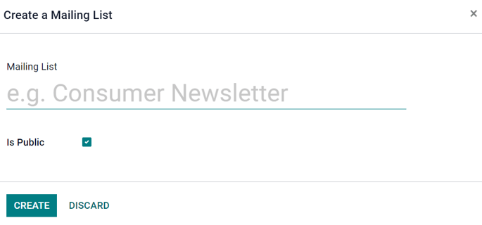View of the mailing list pop-up window in NightPOS SMS Marketing.