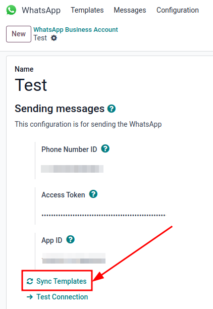 Syncing Meta WhatsApp templates to the NightPOS database, with the 'Sync Templates' highlighted.